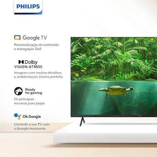 Smart TV Philips 50" 4K 50PUG7408/78, Google TV, Comando de Voz, Dolby Vision/Atmos, VRR/ALLM, Bluetooth
